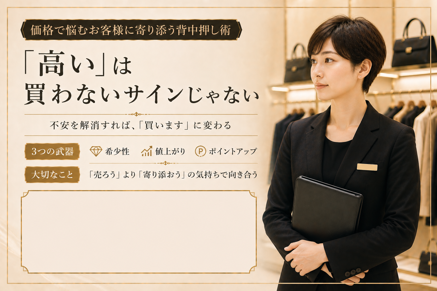 価格で悩むお客様に寄り添う背中押し術